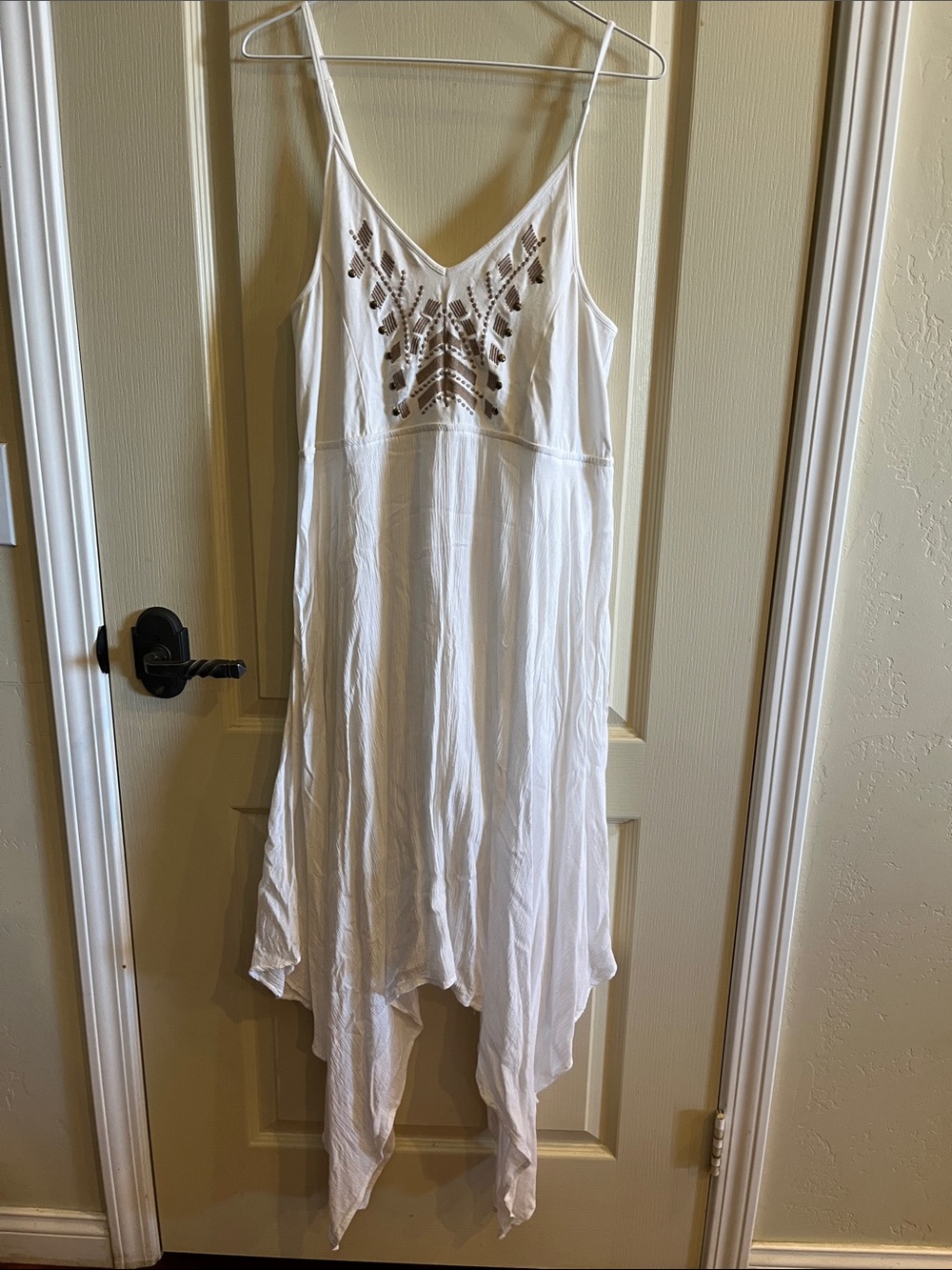 Womens Large Volcom White Asymmetrical Cotton Dress